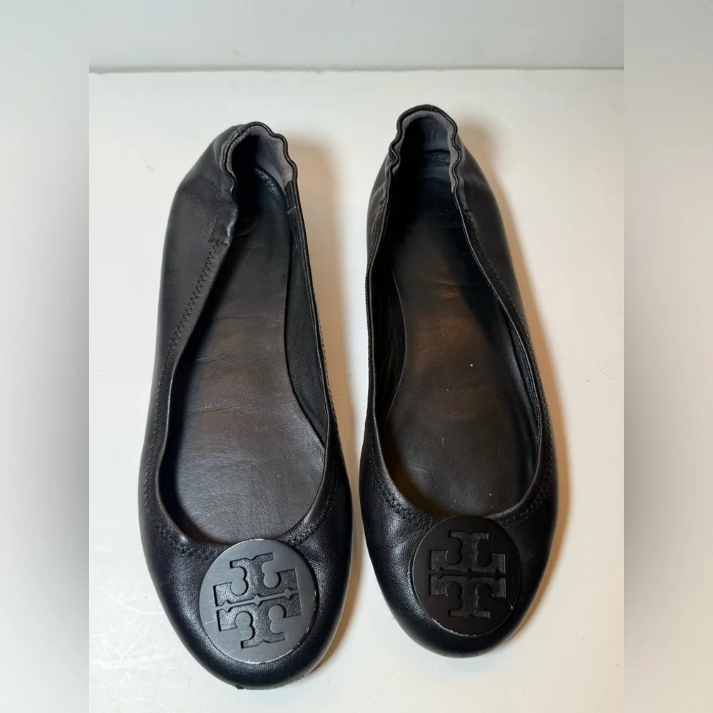 Tory Burch Black Leather Ballet Flats Size 8